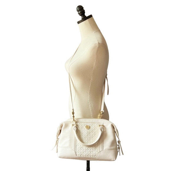 Tory Burch Bryant Satchel Quilted Leather Bag in Ivory - Picture 2 of 13